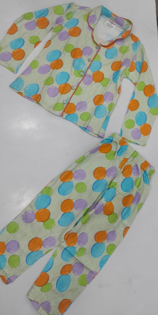 Girls Multicolour Polka Dot Pyjama Set
