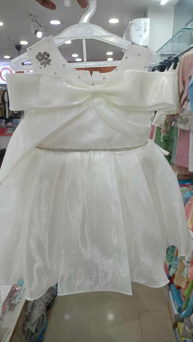 Mint Kids White Bow Waist Party Dress