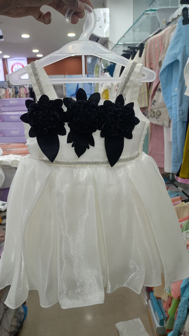 Mint Kids White Black Floral Party Dress