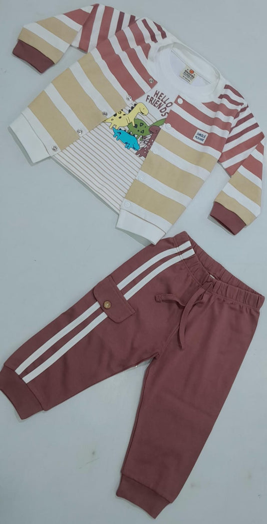 Dinosaur Stripe Baby Tracksuit Set
