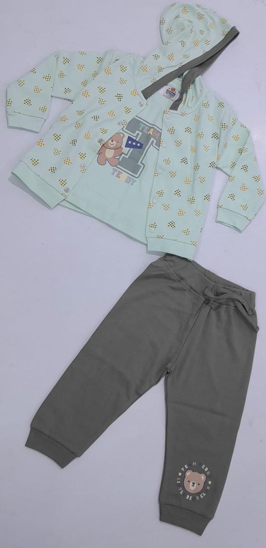 Bear Print Baby Hoodie Tracksuit