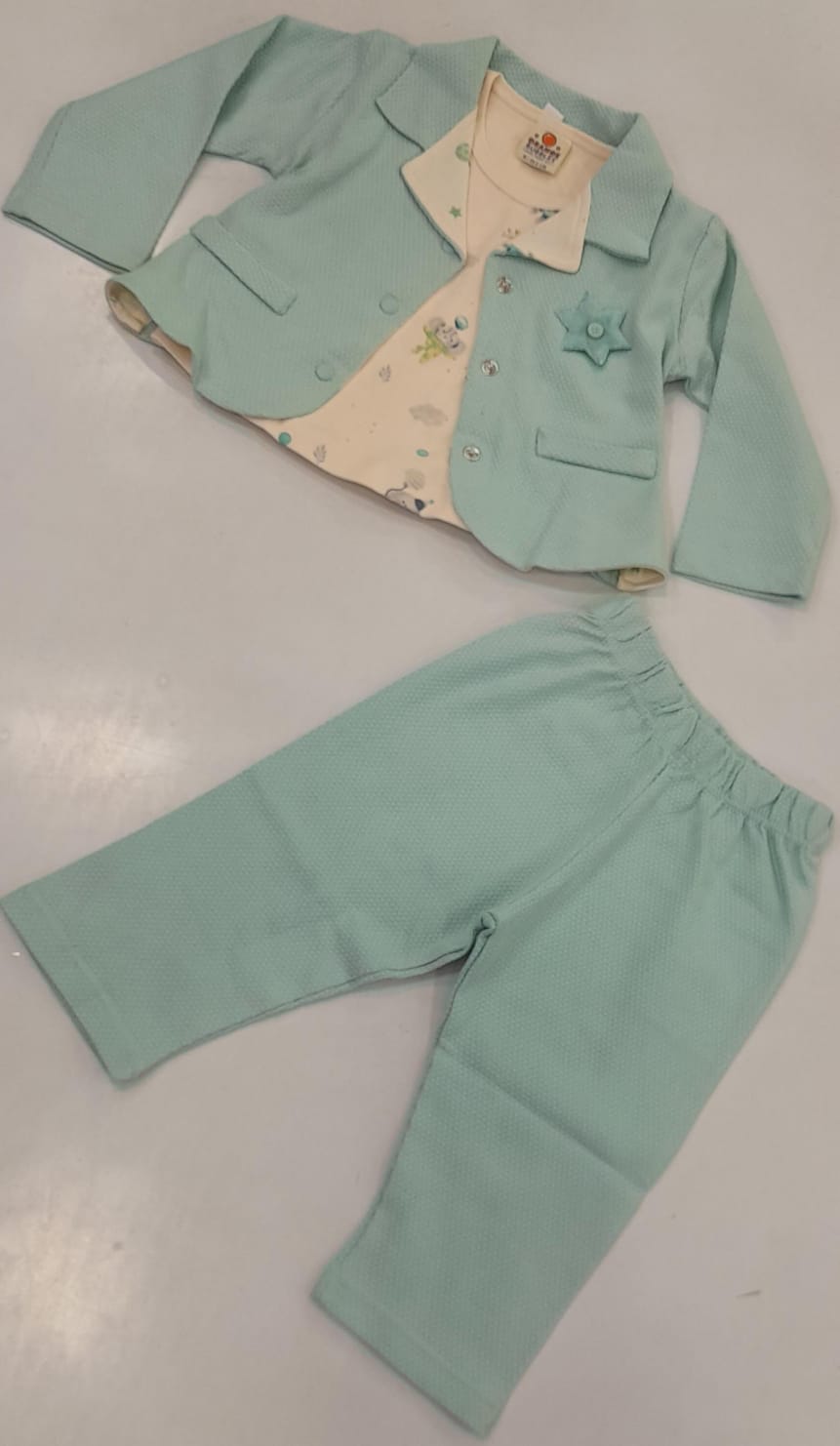 Girls Mint Green Blazer & Pants 3-Piece Set