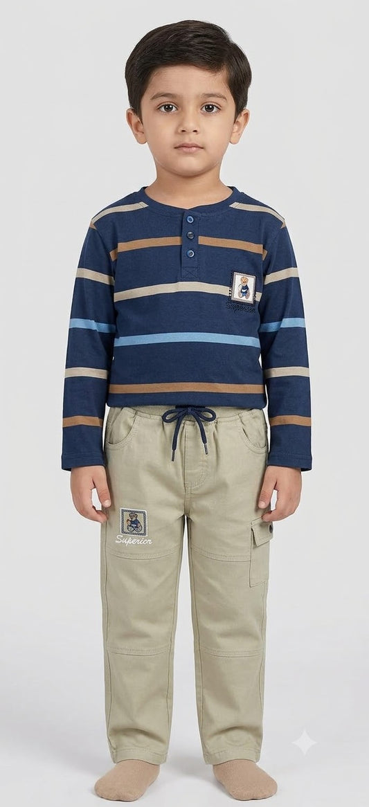 Boys' Striped Tee & Cargo Pants Set