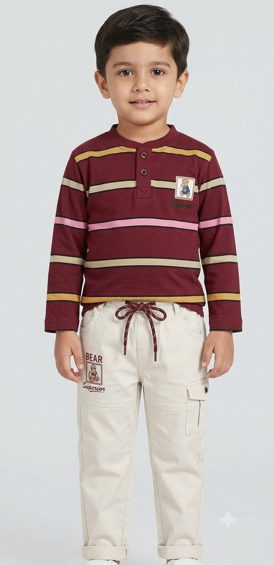 Boys' Striped Tee & Cargo Pants Set
